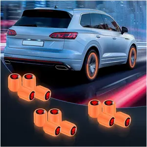 Luminous Auto Tire Valve Stem Caps, 12PCS Skull Illuminated Wheel Valve Stem Cover, Night Glow Wheels Cap Corrosion Resistant, Fluorescent Tire Valve Caps Fit for Cars, SUVs, Trucks, Bikes (Orange)