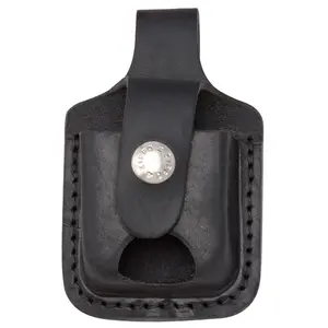 212 MAIN Genuine Leather Lighter Pouch, 2019 Zippo Manufacturing Accessory with Loop and Thumb Notch, Black, Accessories