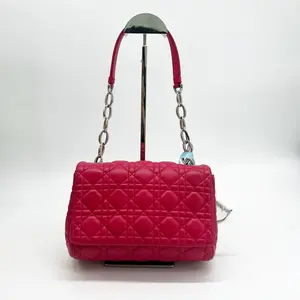 Pre-owned Dior Quilted Lambskin Shoulder Bags Delidior Cannage Bag in Fuchsia