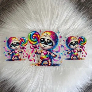 Candy Mummies -UVDTF Wrap 16oz Cup Wrap Decorative Stickers Waterproof Glass