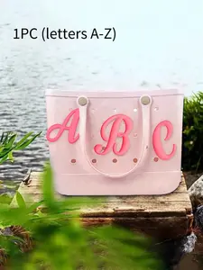 1 Beach Bag Letter Decoration, Pendant Insert Bag Accessory, Pink 3D Letters, Suitable for Women's Rubber Beach Tote EVA Bag, EVA Beach Bag Jewelry Craft Supplies, Fashion Bag Charms, Accessories For Bags, Purse Accessories