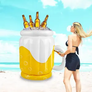 Large Inflatable Cooler Beer Mug Party Beverage Cooler for Jumbo Oktoberfest Floating Drinks Cooling Bin Ice Bucket Gathering Backyard barbecues Summer Pool Parties Decorations