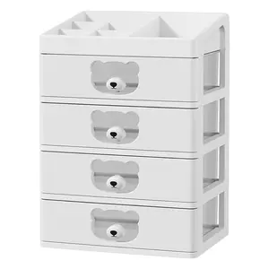 Multifunctional Desktop Storage Box, PP Material, Cute Bear Design, Available in Blue///, 1/2/3/4 Layers