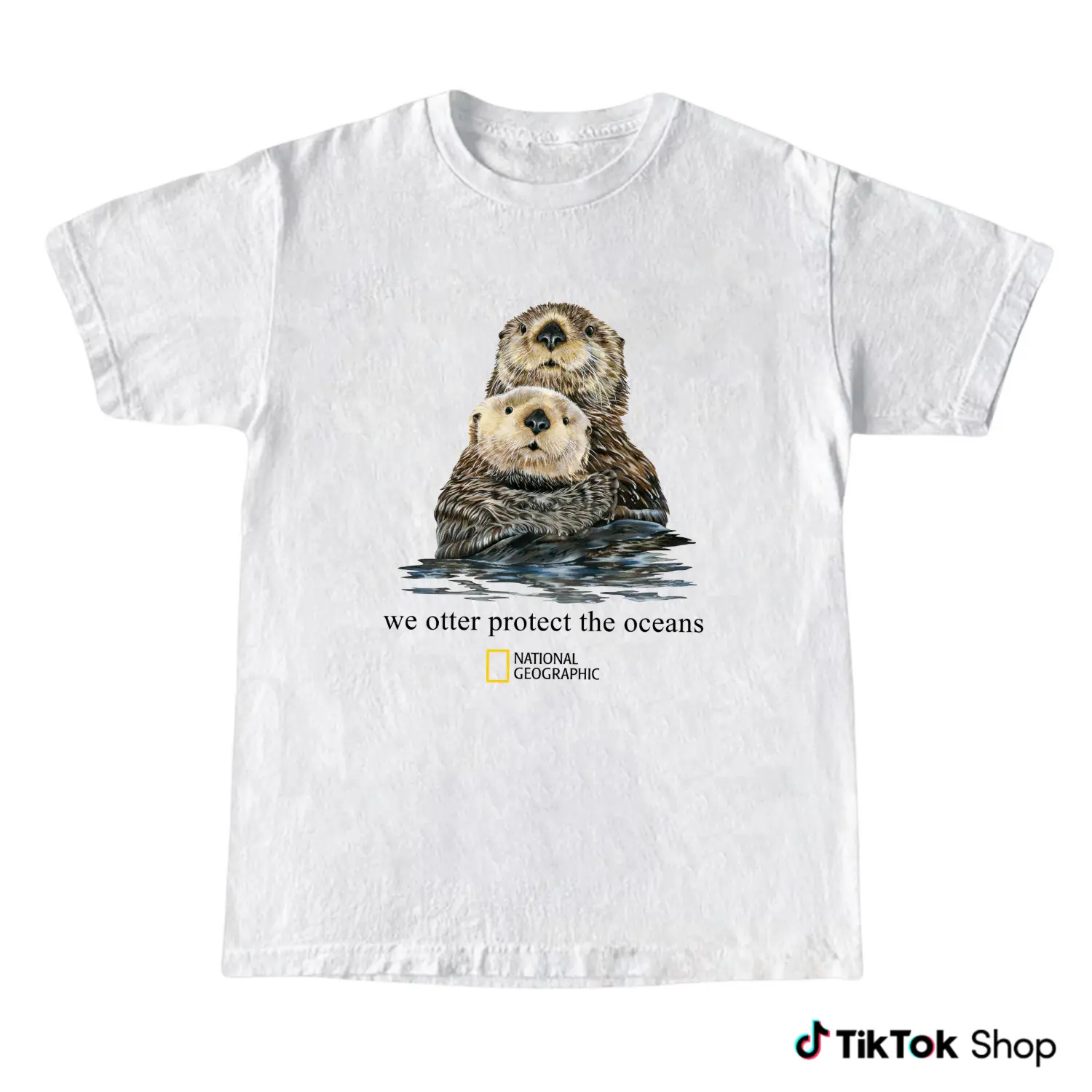 Otter Go With The Flow T-Shirt, Cute Sea Otter Nature Shirt for Animal Lovers, Casual Cotton Unisex Streetwear Top, National Geographic Inspired Vintage Graphic Tee