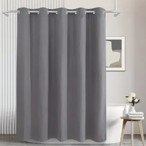 Waffle Weave Shower Curtain with Snap-on Liner, No Hook, Waterproof, with Magnet
