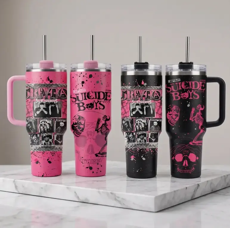 $uicideboy$ Greyday 2026 North American Tour 40oz 20oz Skinny Tumbler, Stainless Steel Vacuum Insulated Coffee Cup, Hot & Cold Travel Tumbler, Hip Hop Music Fan Gift