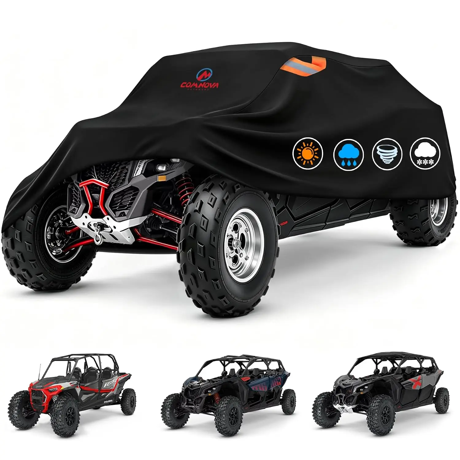 UTV Cover for 4-6 Seaters, Side-by-Side All-Weather Car Covers & Shelters, 160x66x76 in