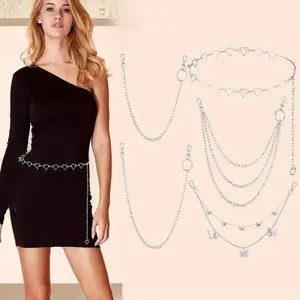 5Pcs Chain Belt Jeans Pants Pocket Waist for Men Women Daily Dressing Needs Multi-Layer Hip Hop Metal Wallet Chain Suitable for Most People to Wear and Worn As Necklaces