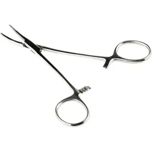 5-Inch Stainless Steel Curved Forceps - lf-Locking, rrated Tip for Precision Grip and Clamping -  for Crafting, Fishing Tasks,  Making, and ! -651FC