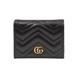 Gucci GG Marmont Leather Wallet with Zipper and Quilted Design for Women