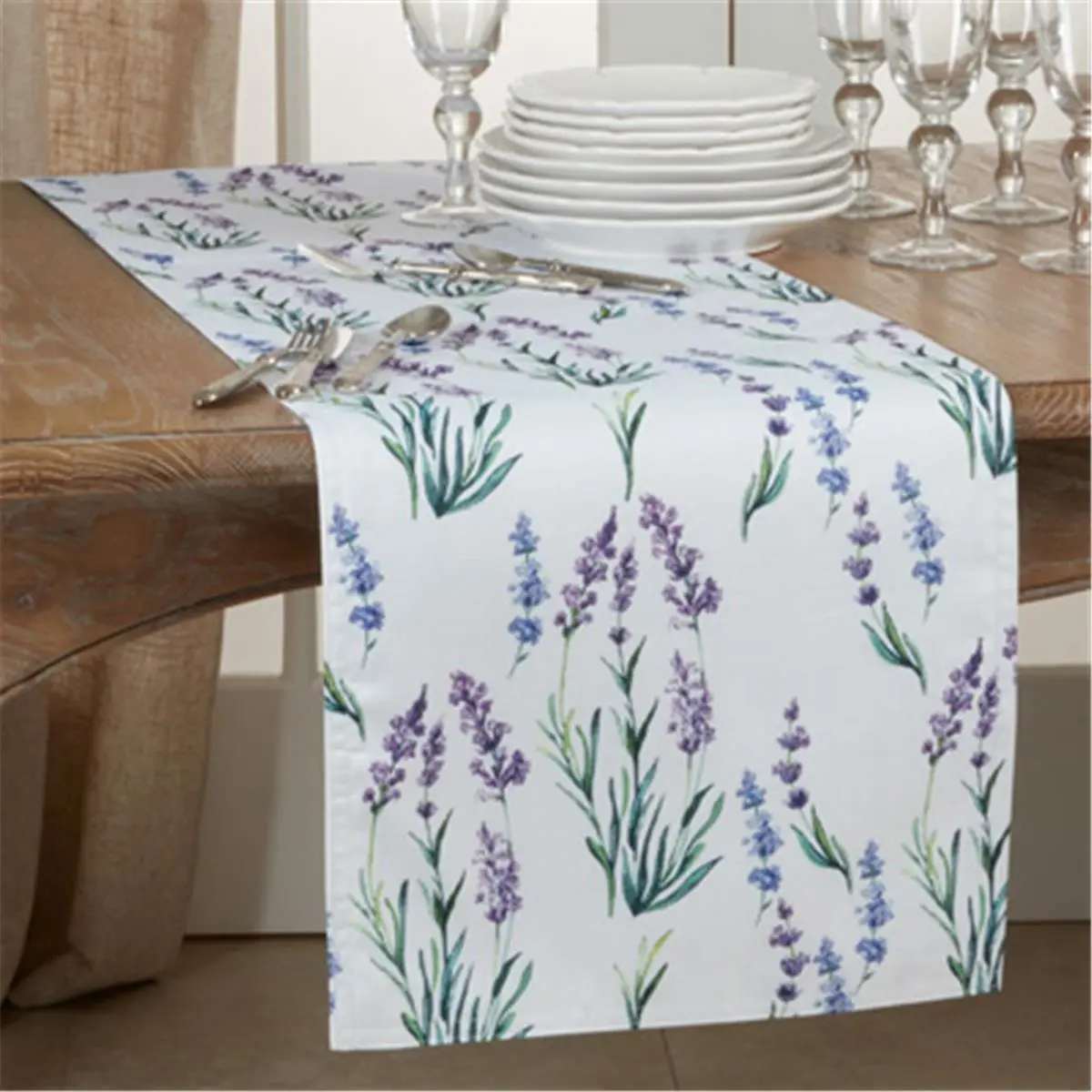 Saro 1127.LV16108B 16 x 108 in. Lavender Design Oblong Table Runner, Lavender