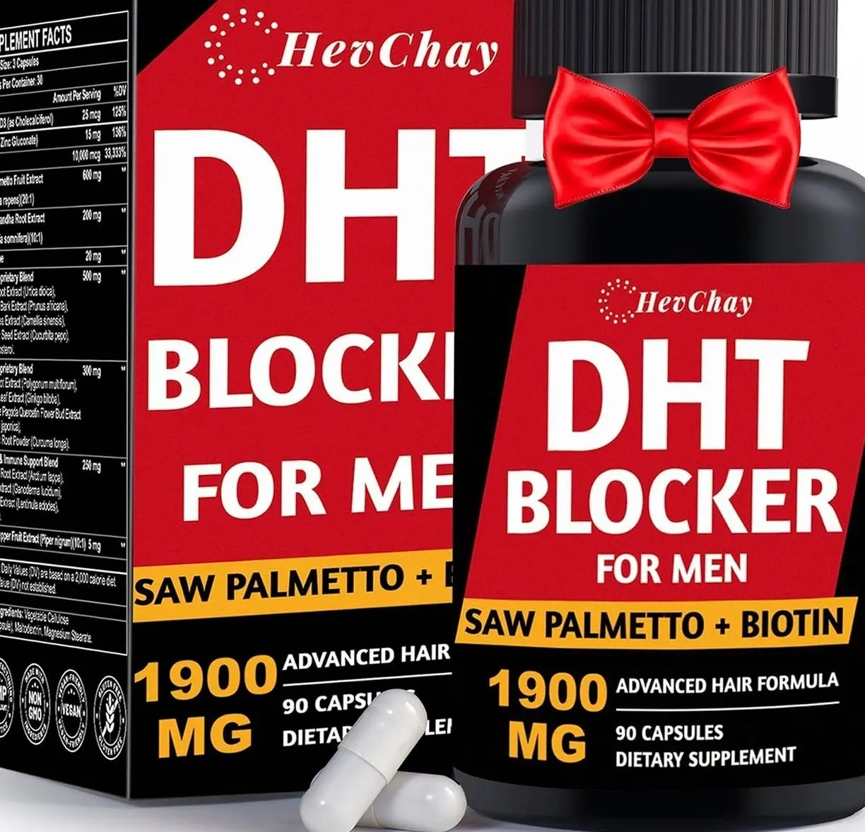 DHT Blocker for Men | Extra Strength Saw Palmetto & Biotin Hair Growth Supplement - Hair Growth Vitamins - Hair Regrowth - Natural Hair Loss Supplements for Men - Proprietary Herbal Blends,1 Pack