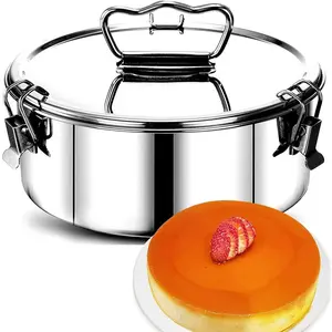 304 Stainless Steel Flan Pan for Flan Mold with Lid Flanera Flan Mold Pan 1.5 QT Capacity Flanera  Flan Mold Flan Maker for Making Cupcakes Pudding (Style 1)
