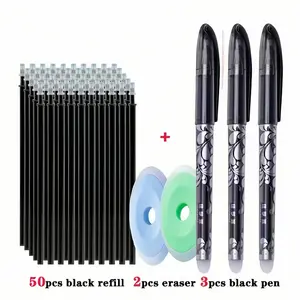 Erasable Neutral Pen Set, 55 Pieces (pen + Refill + Eraser), 0.5mm Tip, Water-Resistant Handle, Office & School Supplies, Multi-Color Ink
