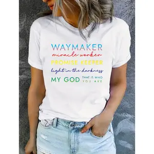 Women's Waymaker T-Shirt  Miracle Worker Promise Keeper Faith Tee, Light in the Darkness My God Christian Religious Shirt Gift