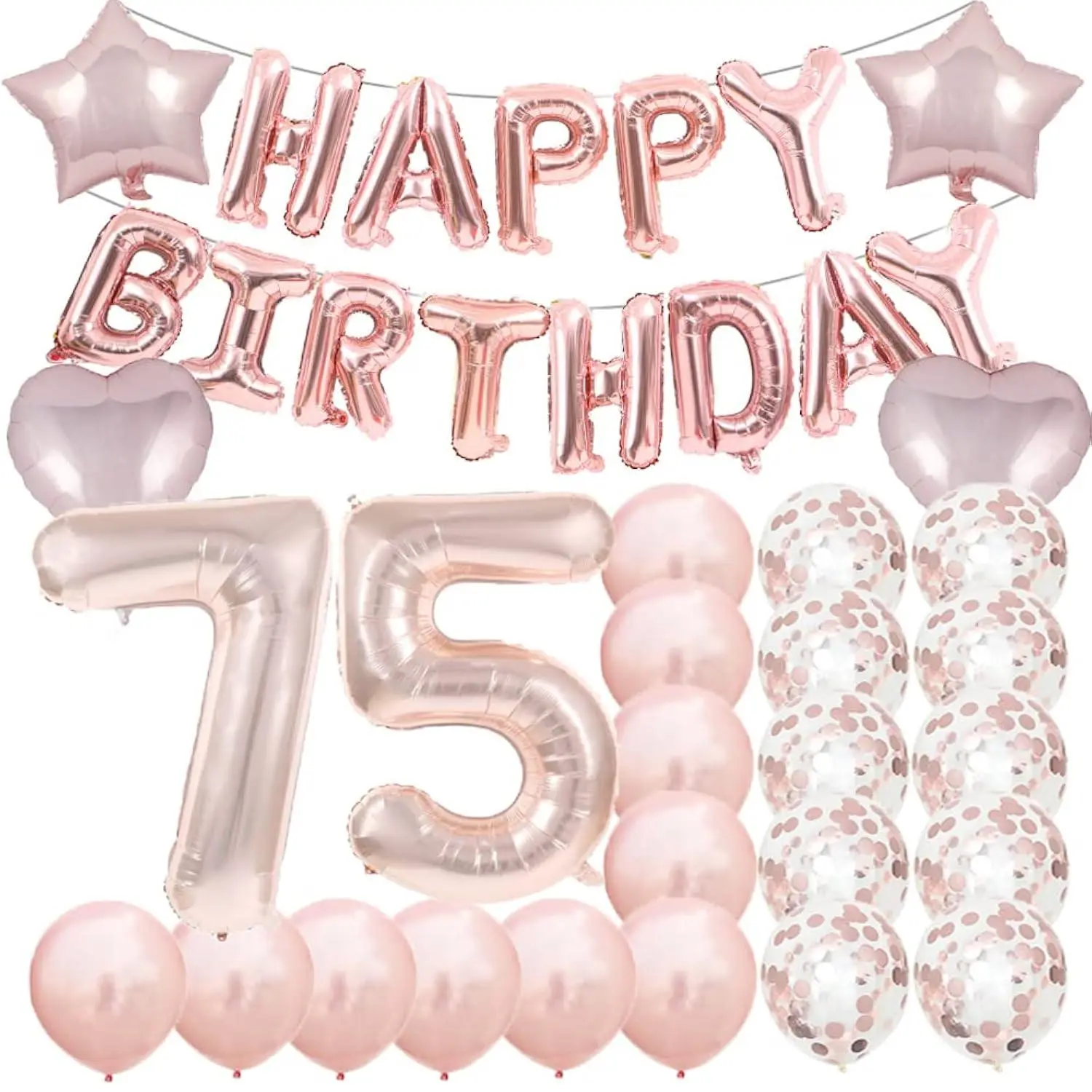 Sweet 75Th Birthday Decorations Party Supplies,Rose Gold Number 75 Balloons,75Th Foil Mylar Balloons Latex Balloon Decoration,Great 75Th Birthday Gifts For Girls,Women,Men,Photo Props