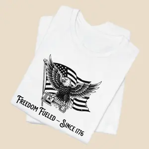Men's Short-Sleeve Soft Freedom Fueled Eagle T-Shirt, Bella+Canvas 3001 Streetwear Top