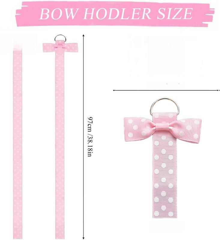 6 PCS Headband Bow Holder for Girls Hair Bows Clips Storage Bow Organizer hanger for Girls Hair Bows accessories Wall Hanging Organizer for Baby Room, Nursery Decors or Travel (Pink)