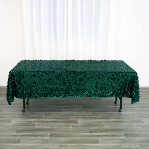Sequin Rectangle Tablecloth 60"x102" Hunter Emerald Green with Big Payette Design - Shimmering Table Cover
