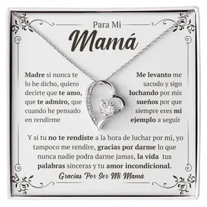 Spainish Words New Love Heart Necklace For Mom Women Girl Happy Mother's Day Birthday Christmas gift Fashion Jewelry With Box