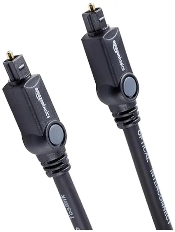 Toslink Digital Optical Audio Fiber Optic Cable 6 Foot Black Multi-Channel Gold-Plated Connectors for Sound Bar Audio System Home Theatre Game Console Blu-Ray Player