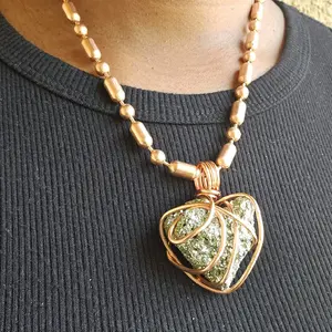 Pyrite Chunky Ball Chain Crystal Pendant Necklace, Gemstone Spiritual Jewelry, Abundance and Prosperity, Protection and Shielding, Confidence and Willpower [Made-to-Order]