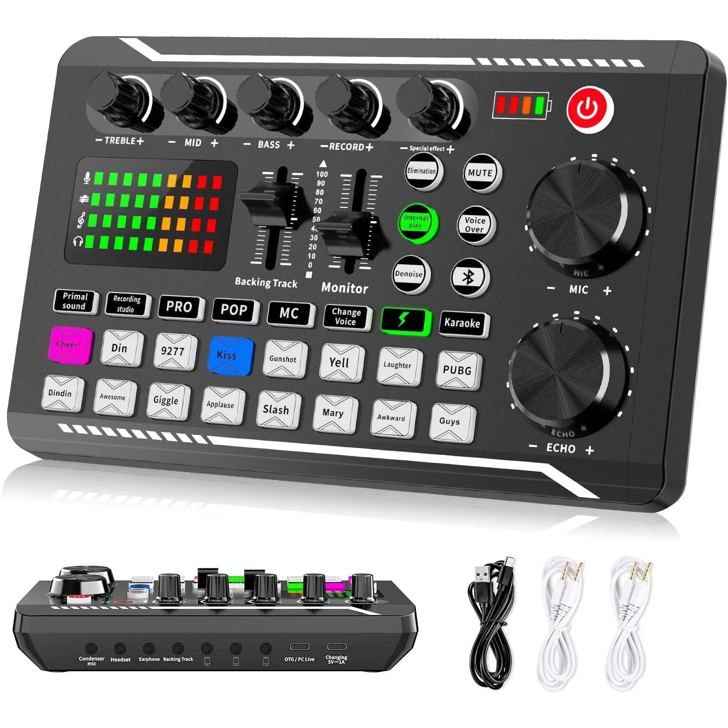 Live Sound Card Audio Mixer, Podcast Audio Interface with DJ Mixer Effects, Voice Changer with Sound Effects  PS4 PS5 Karaoke Tiktok YouTube Live Streaming Record Gaming