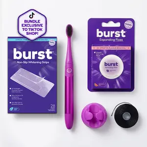 Cosmic Pink Nova Sonic Toothbrush & Whitening Bundle- Includes AAA Battery Sonic Toothbrush,  Wall Mount, Watermelon Mint Aroma Black Expanding Floss