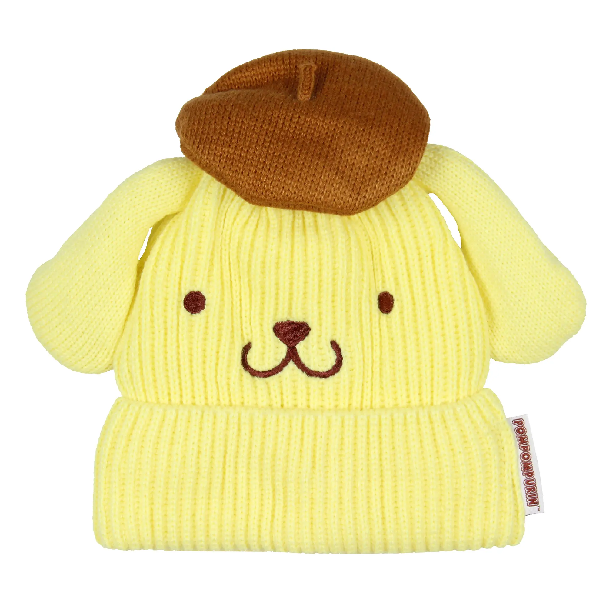Sanrio Pompompurin Beanie Hello Kitty and Friends Pompompurin Embroidered Character Cuffed Beanie Cap Hat OSFM For Men and Women
