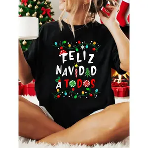 Women Christmas T-shirt Feliz Navidad Shirt-Funny Mexican Christmas in Spanish T-Shirt