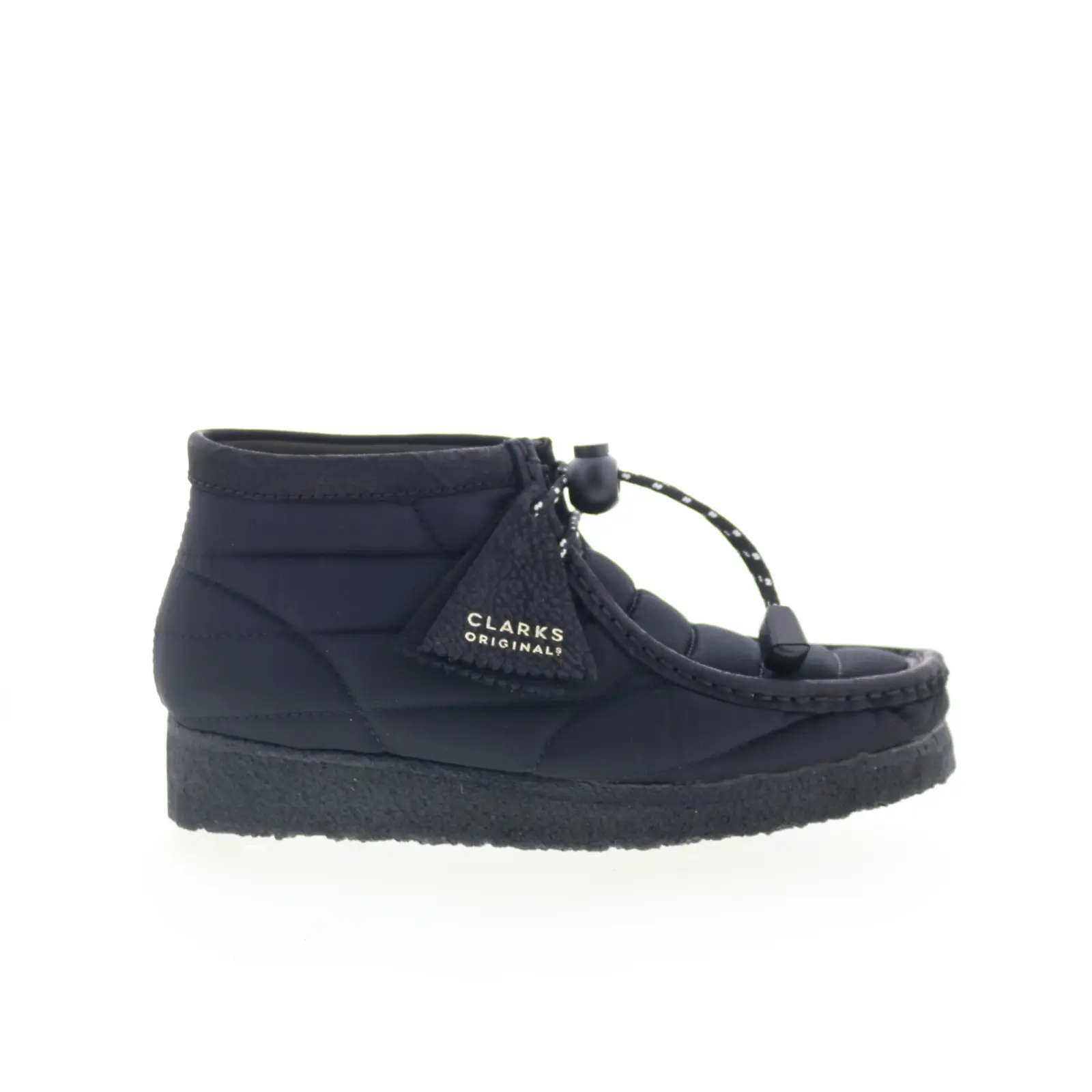 Clarks Wallabee Boot 26168587 Womens Black Canvas Lace Up Chukkas Boots