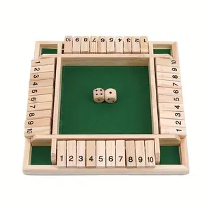 Wooden Number Dominoes Game, 1 Set 2-4 Players Number Flip Game, Family Interactive Game, Family Dice Game, KTV Bar Game, Indoor Recreation Equipment