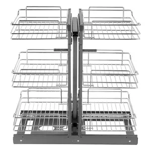 VEVOR 18W Opening Blind Corner Pull Out Organizer, 2 Tier 4 Shelf Kitchen Cabinet Organizer, Magic Chrome Carbon Steel Storage Basket, Slide Out Storage Organizer, Left Right Open CompatibleVEVOR Super Brand Day