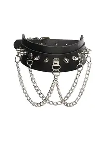 Punk Style Spike Chain Decor PU Leather Collar Necklace, Adjustable Necklace for Men & Women, Fashion Jewelry for Party, Daily Decor, Trendy All-match & Exquisite Jewelry for Birthday Gift