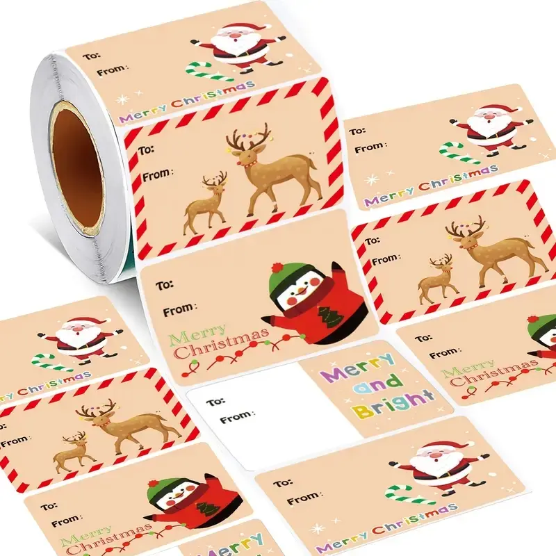 200pcs Christmas Gift Tags Stickers, Sticker Packs, Sticky Labels, Self-Adhesive Writable Decorative Labels, Multi-Purpose Holiday Decorations, Ideal for Packaging & Daily Use, Customizable Stickers