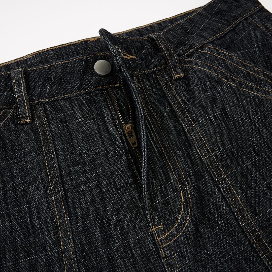Inflation-themed men’s workwear baggy carpenter jeans | dark wash wide-leg streetwear denim