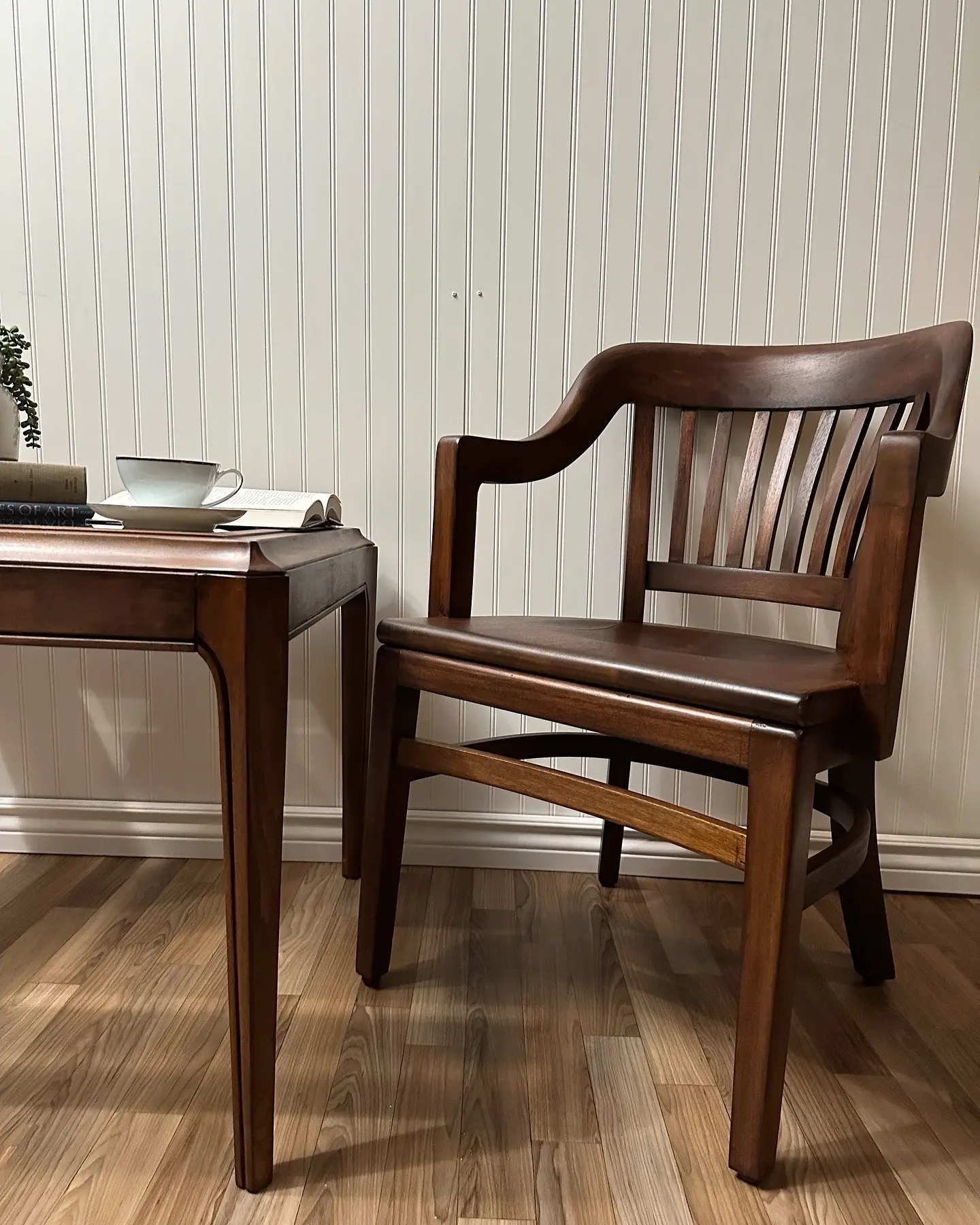 Gunlocke Restored Library Chair in Antique Brown Finish