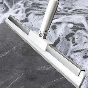 Rubber Squeegee Broom for Floor 62 Long Handle Window Squeegee Silicone Pet Hair Remover Magic Broom for Indoor Cleaning Cleans Glass Hair Fine Dust Liquids Suitable for Smooth Floors Rugs