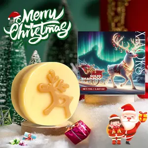 XIAOKS Christmas Solid Shampoo - 70g Mild & Not Tight Moisturizing Non-Greasy Refreshing Easy to Clean Hair Care Solution with Jamaican Black Castor Oil Papaya Shea Butter Mint