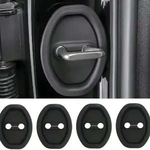 4-Piece Car Door Lock Silicone Cover, Silent Floor Mat, Stable Exterior Accessory, Automotive Noise Reduction and Protection Silicone Cover