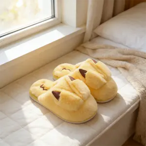 Animal Ear 3D Plush Slippers for Women | Soft Cozy Home Footwear with Cute Face Detail