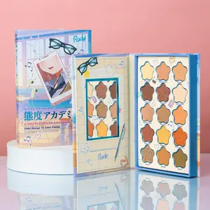 Chibi Manga Collection 15 Color Palette - A Day in Attitude Academia Matte & Shimmer Eyeshadow Palette Neutral Palette