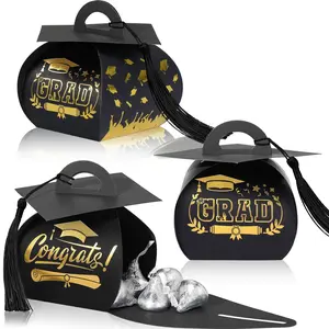 Graduation Cap Shaped Candy Boxes 10 Count with Tassels Mini Graduation Hat Gift Boxes for Graduation Party Favors Decorations Class of 2026 Graduation Supplies