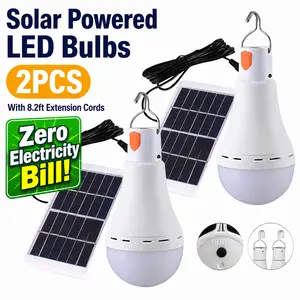 2 Pack Solar-Powered LED Light Bulbs, Waterproof Portable Hanging Lamp – Energy-Saving Rechargeable Night Light for Outdoor Garden, Camping, Emergency Use, Energy-Saving Led Bulbs, Solar-Powered Led Bulbs