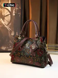 Women's Elegant Floral Embossed Handbag, PU Leather Satchel, Vintage Style Zipper Crossbody Bag, Trendy All-match Bag for Daily Use, Fashionable Crossbody Bag, Elegant Bags