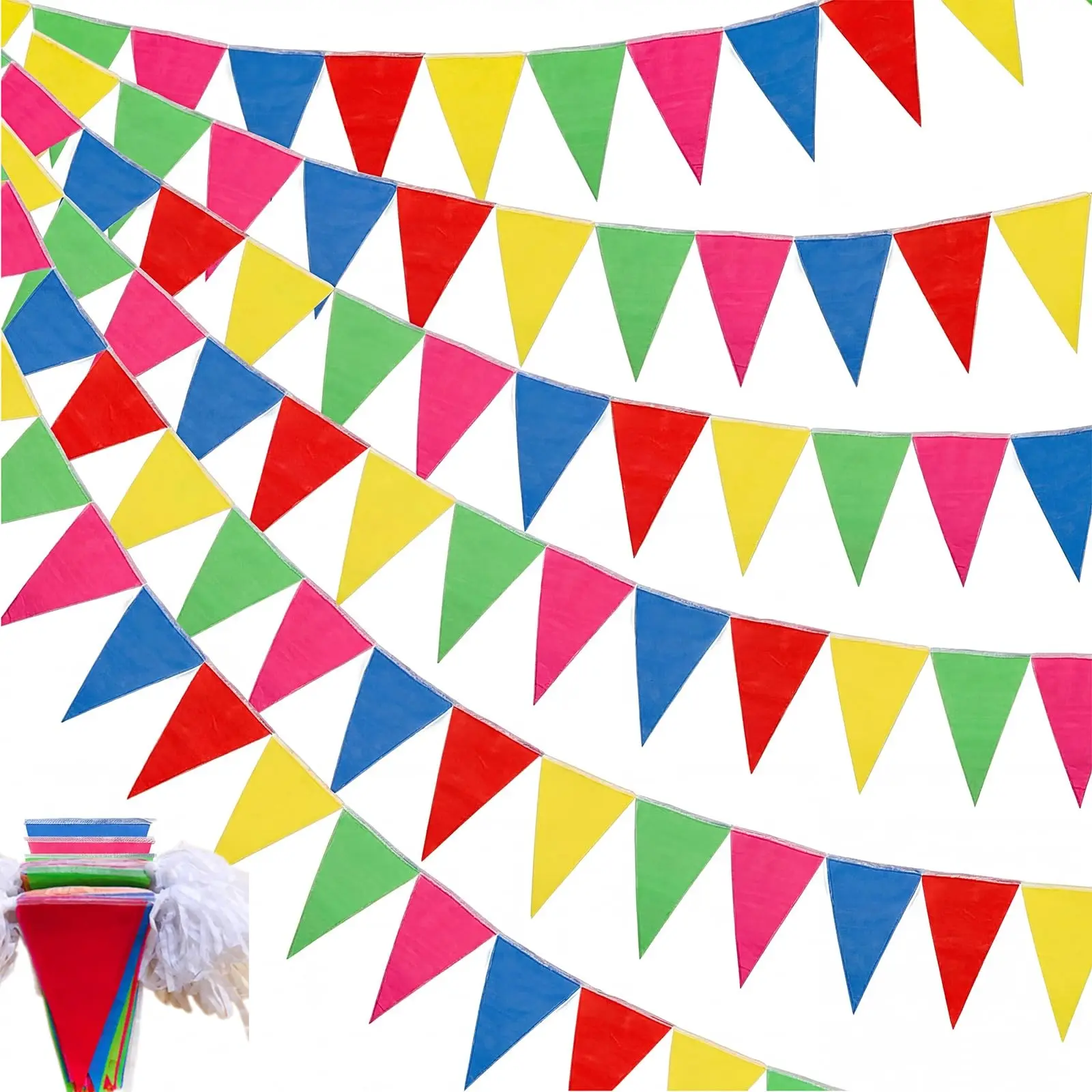 Colorful Triangle Pennant Banner Flags Kit - 720Pcs, 1020ft Multicolor Bunting String Garland for Birthday Party, Outdoor Event Decor (Tools & Hardware Hand Tools Accessory)
