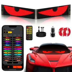 Devil Eyes Flex LED Sign for Car Windshield - Programmable Scrolling Message Display to Grab Attention & Show Your Style,Cars, Trucks, SUV,Universal Fit for Automotive Decoration