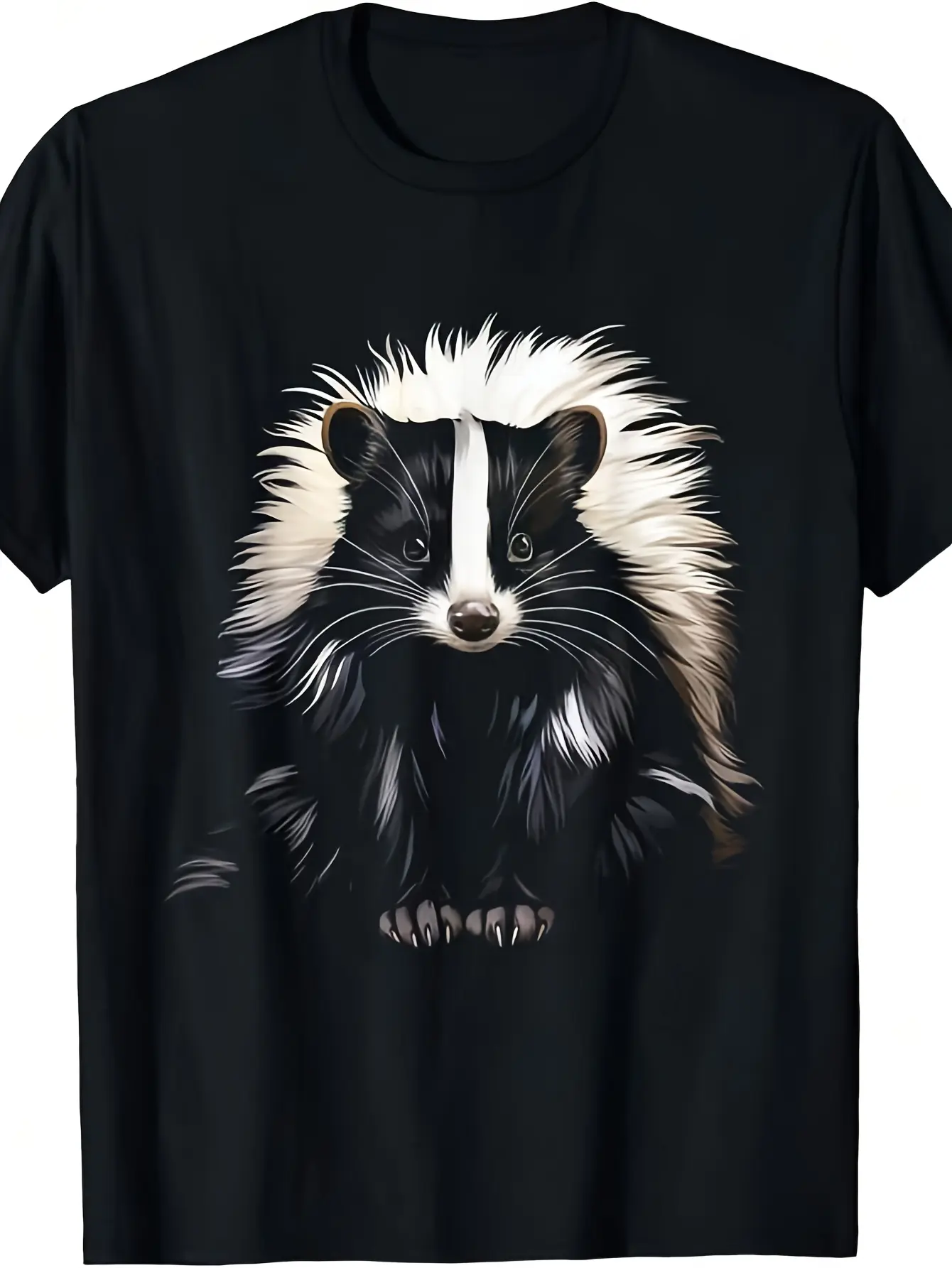Wild Colorful Skunk Lover T-Shirt 180g 100 Cotton unisex soft cotton short sleeve t shirt, vintage graphic casual tee for men women teens, perfect birthday holiday gift for camping travel gym daily street  wear