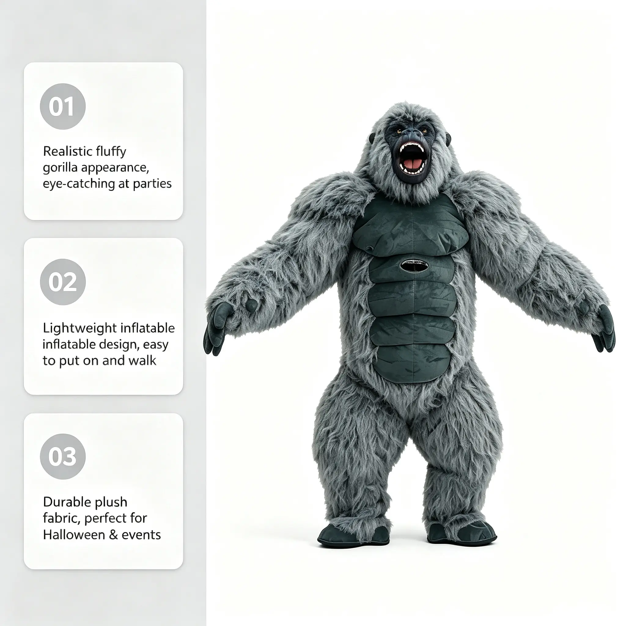 Women's 3m Tall Adult Inflatable Gorilla Cosplay Costume Set - Halloween-Christmas Party Outfit, Roar Performance Apparel