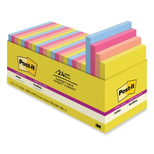 Post-it Notes Super Sticky MMM65424SSJOYCP 3 x 3 in. Summer Joy Collection Note Pads, Pack of 24